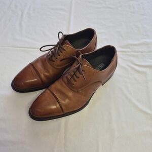 Stacy Adams Mens Brown Leather Cap Toe Lace Up Oxford Dress Shoes 9.5M